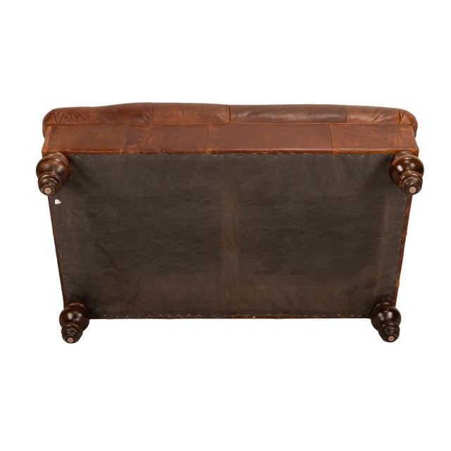 Brown Restoration Hardware Patchwork Leather Ottoman For Sale - Image 8 of 9