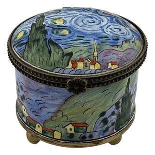 Vintage Enameled Trinket Box For Sale