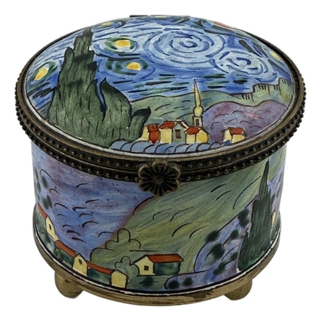Vintage Enameled Trinket Box For Sale