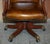 Vintage Brown Leather Oak Framed Captains Directors Armchair For Sale - Image 10 of 17