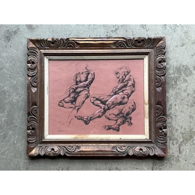 Vintage Boho Original 1977 Paper Anatomy Sketch on Paper For Sale In West Palm - Image 6 of 10