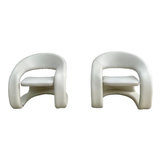 Vintage Postmodern Attributed to Jaymar Cantilever Style Lounge Chairs - Set of 2 For Sale