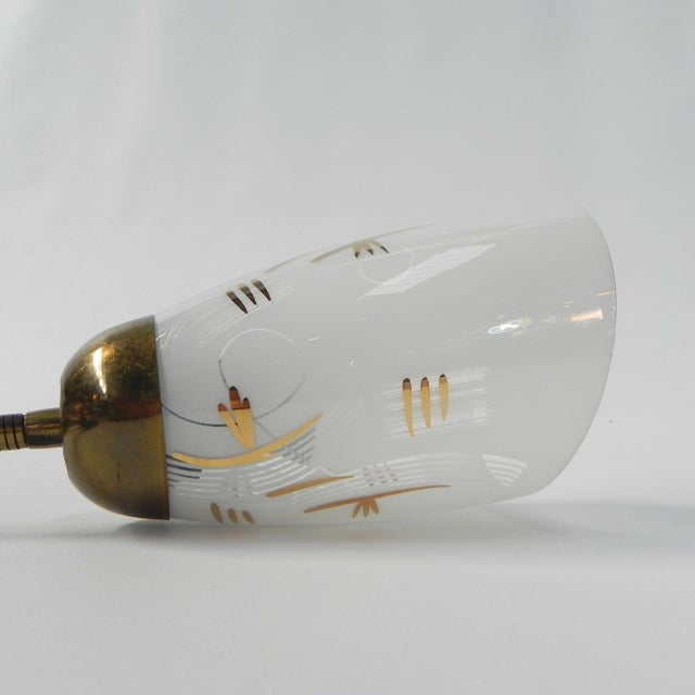 Gold Vintage Wall Lamp with Tube Rods and 2 Glass Shades, 1950s For Sale - Image 8 of 14