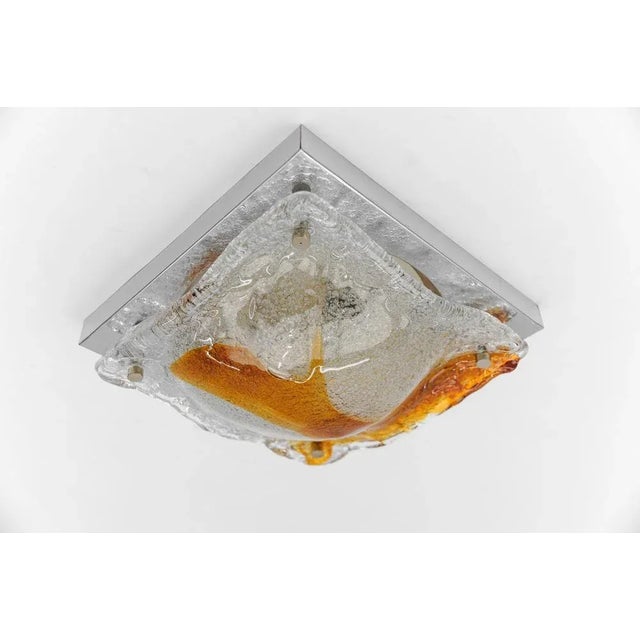 Metal Orange Murano Glass Flush Mount Sconce, Italy, 1960s For Sale - Image 7 of 11