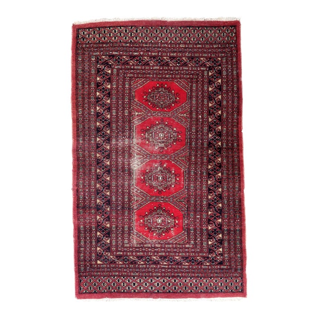 1970s, Handmade Vintage Uzbek Bukhara Rug 3' X 5.3' For Sale