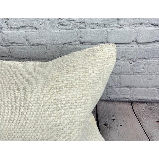 Turkish 16 x 24 Hemp Pillow Turkish Cushion Natural White Pillow Cushion Cover For Sale - Image 3 of 4