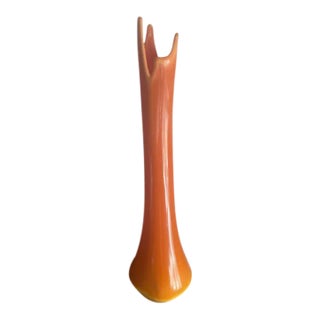 1970s Orange Slag Glass Vase For Sale