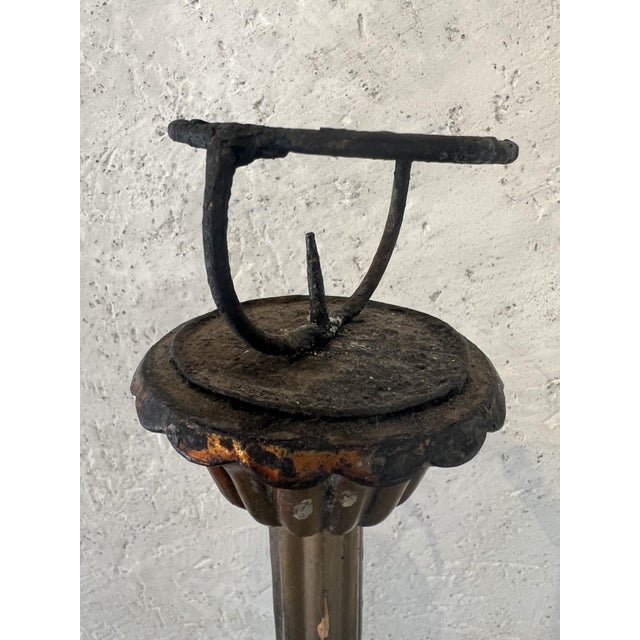 Early 19th Century Japanese Folk Art Lacquered Candlestick (Condition 'as is') For Sale - Image 4 of 8