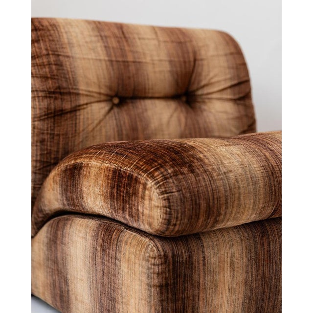 Vintage Space Age Armchair in Striped Velvet Brown by Europoltrona, Italy, 1970s For Sale - Image 13 of 15