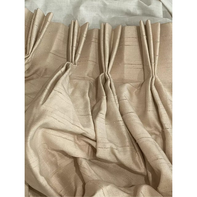 Textile Vintage Silk Curtain Panel Pencil Pleat Handmade Beige For Sale - Image 7 of 7