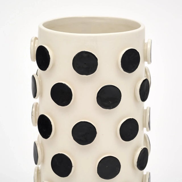 Italian Ceramic Modernist Black and White Vases For Sale - Image 4 of 10