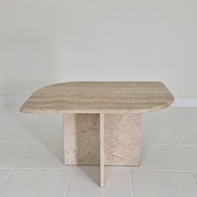 Mid-Century Modern Travertine Coffee Table in Teardrop Shape, 1989 For Sale - Image 3 of 15
