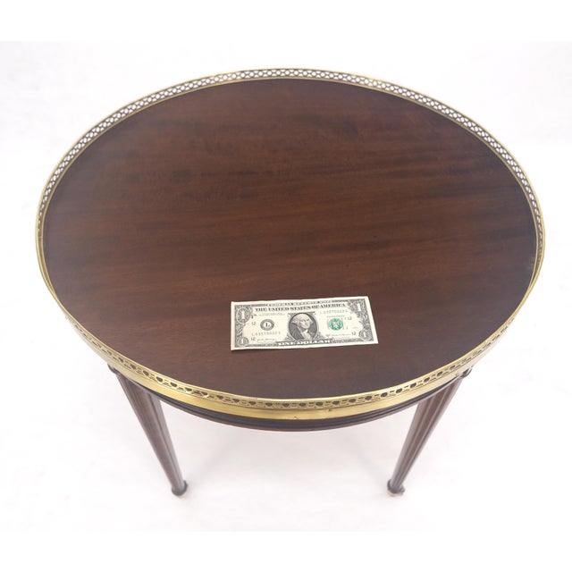 Widdicomb Round Brass Gallery Top Fluted Legs Lamp Side Table on Casters MINT For Sale - Image 9 of 13