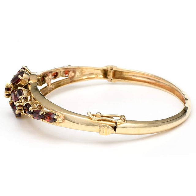 Contemporary 14KY Vintage Garnet(5.70) Cluster Bangle Bracelet For Sale - Image 3 of 3