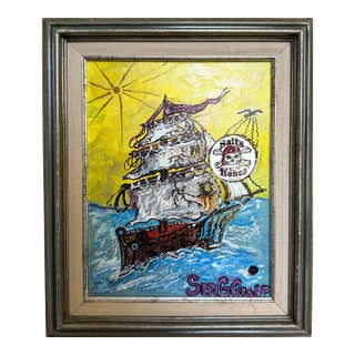 Pirate Ship of Destiny by Serg Graff Acrylic Painting Framed Nautical Art, Coa For Sale