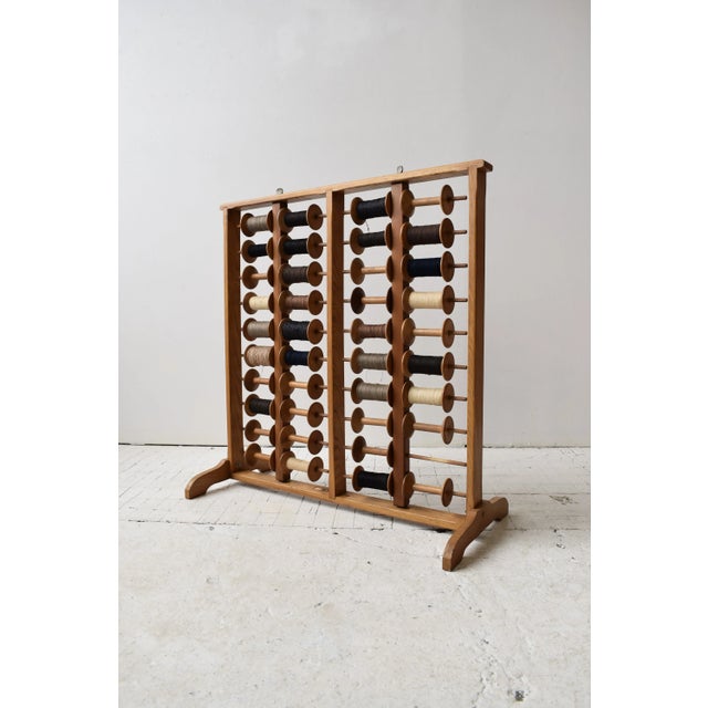Vintage Oak Frame Cord/Yarn Bobbin Storage Rack, Circa 1940s-50s For Sale - Image 17 of 17