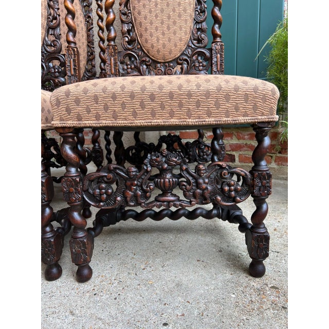 Set 4 Tall Antique French Dining Chairs Barley Twist Renaissance Carved Oak 1890 For Sale - Image 17 of 18