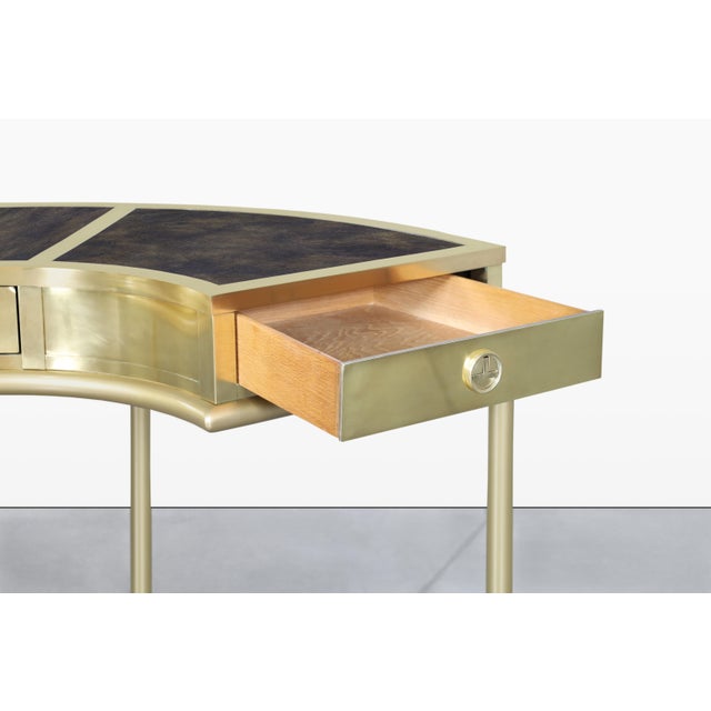 Brass Vintage Brass “Demi Lune” Desk by Mastercraft For Sale - Image 8 of 14