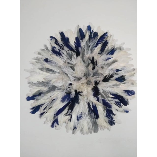 Juju Hat Speckled White Gray and Navy Blue of 20" - 50 Cm For Sale - Image 4 of 6