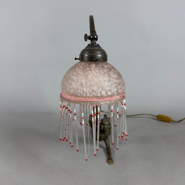 Antique Table Lamp in Pink Glass, 1900s For Sale - Image 3 of 11