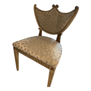 Dixie & Grace Shield‑Back Occasional Chair – Gilt Accents & Custom Upholstery For Sale