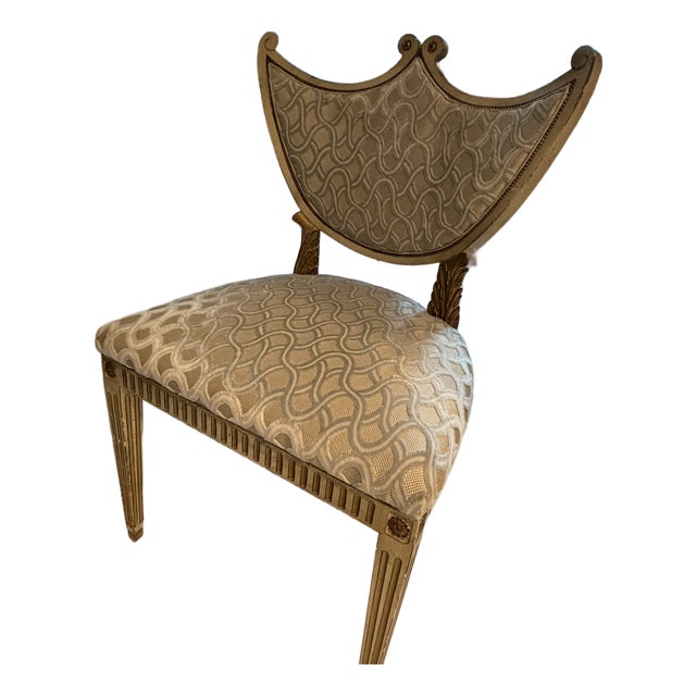 Dixie & Grace Shield‑Back Occasional Chair – Gilt Accents & Custom Upholstery For Sale