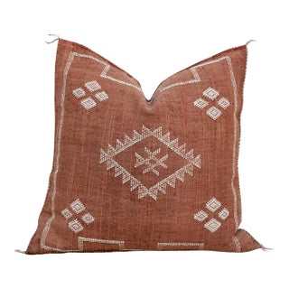 24" Terracotta Star Moroccan Silk Pillow For Sale