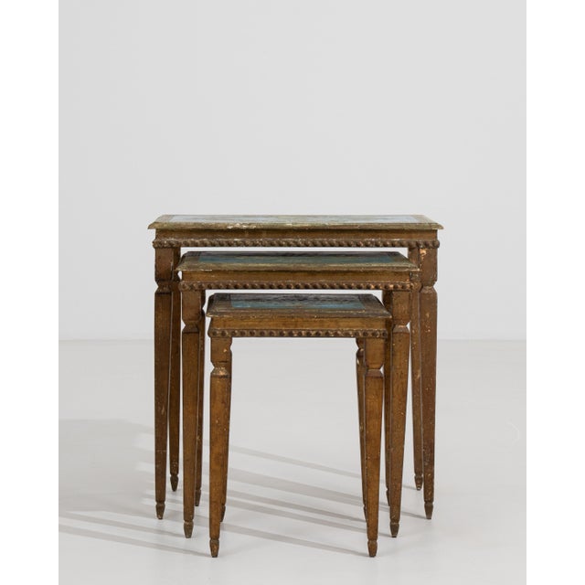 Brown Set of 3 Italian Florentine Nesting Tables, Circa 1960 For Sale - Image 8 of 14