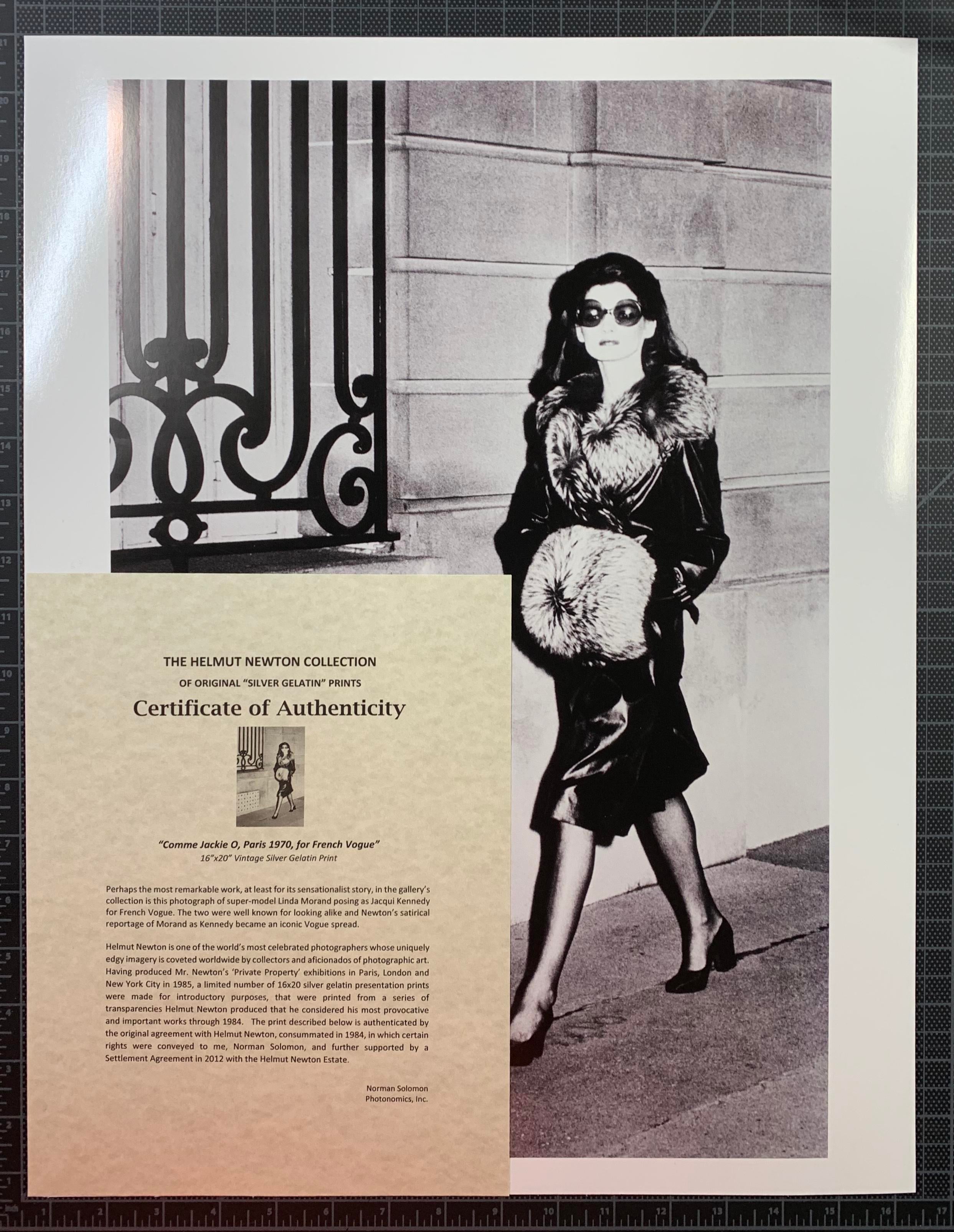 Comme Jackie O, Paris 1972 by Helmut Newton Vintage Silver Gelatin
