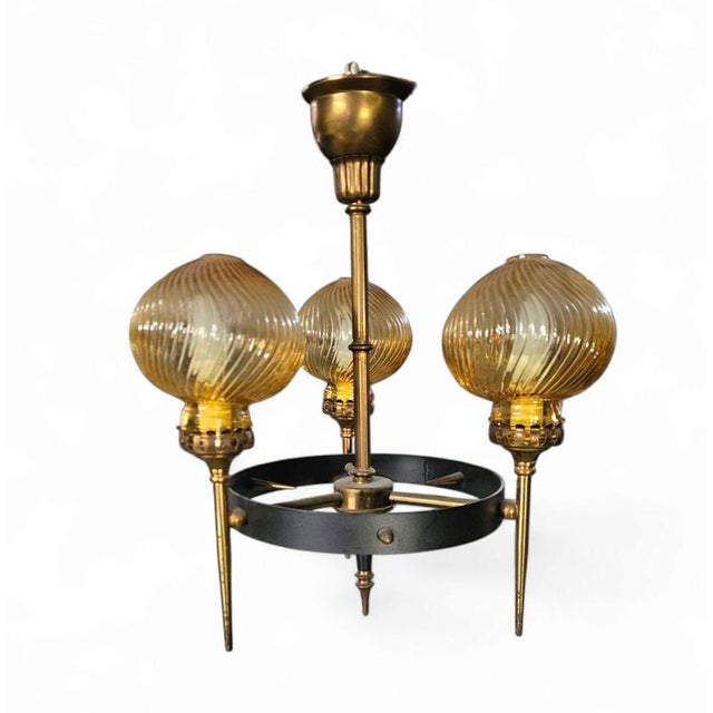 Hanging lamp 1950s / brass / iron Width 45 Height 65 cm Up to 250V (Europe/UK Standard).The wiring of this item may be...