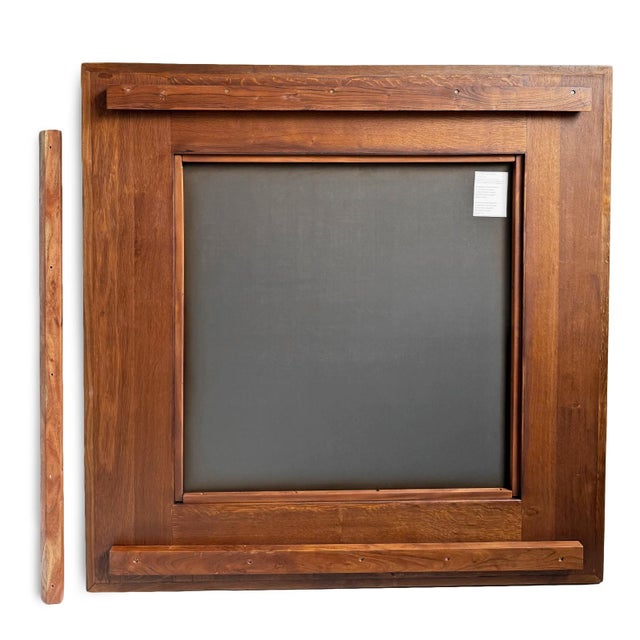 Mid-Century Modern Walnut Deco Wood Square Wall Mirror For Sale - Image 3 of 5