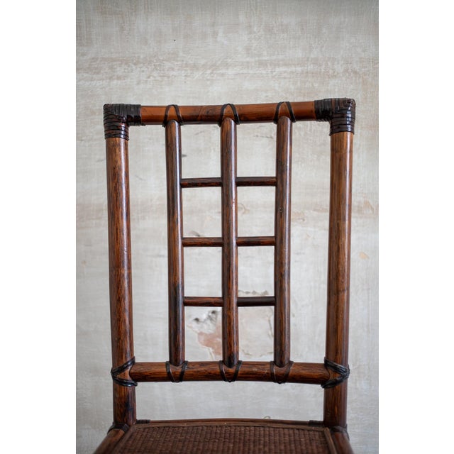 Bamboo and Glass Dining Set, 1970s, Set of 7 For Sale - Image 6 of 14