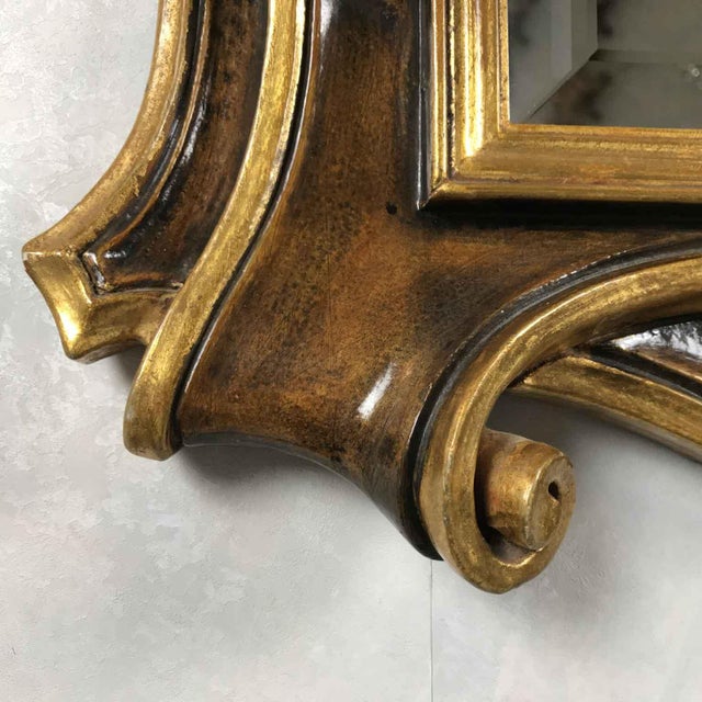 Brown Shaped Mirror in Lacquered Wood, 1980s For Sale - Image 8 of 9