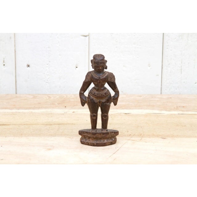 Indian Small Carved Indian Attendant For Sale - Image 3 of 10
