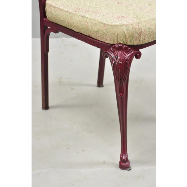 Vintage Hollywood Regency Victorian Style Red Cast Metal Dining Chairs Set of 4 For Sale In Philadelphia - Image 6 of 16