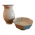 Royal Copenhagen Gray Crackle Glaze Vase and Faceted Bowl, Set of 2 For Sale