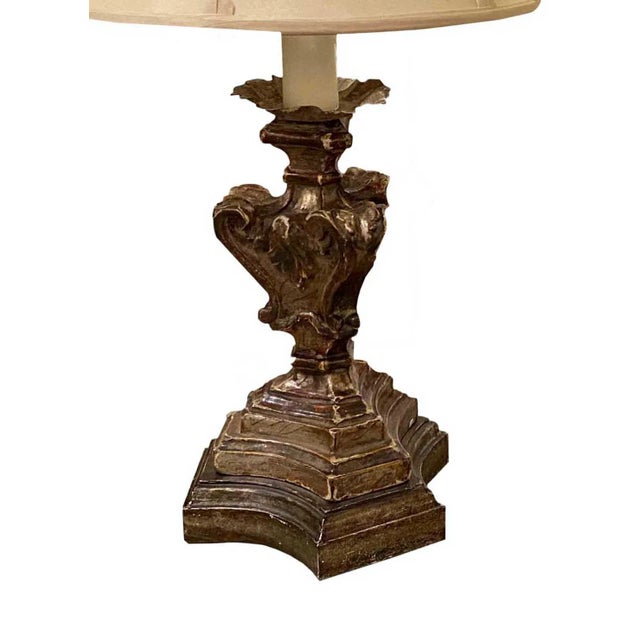 Antique Italian Wood Fragment Lamps - a Pair For Sale - Image 4 of 5