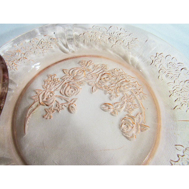 Glass Vintage Pink Depression Glass Federal Glass 6" Covered Butter Dish Rose Pattern For Sale - Image 7 of 9