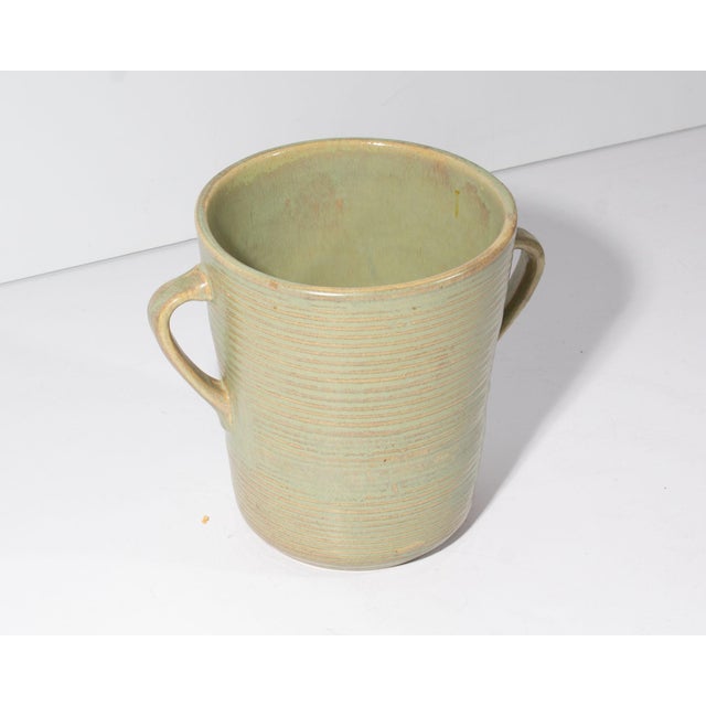 Contemporary Monmouth Western Stoneware Ribbed Double Handle Vase For Sale - Image 3 of 8