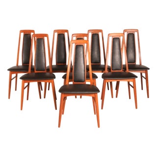 Danish Eva Dining Chairs in Teak by Niels Koefoed, 1970s, Set of 8 For Sale
