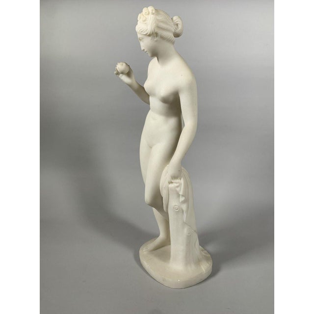 Traditional White Marble Sculpture of Venus with an Apple, after Bertel Thorvaldsen (1770-1844), 19th Century For Sale - Image 3 of 7
