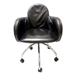 Incisa Office Chair in Black Leather by Vico Magistretti for De Padova, 1992 For Sale