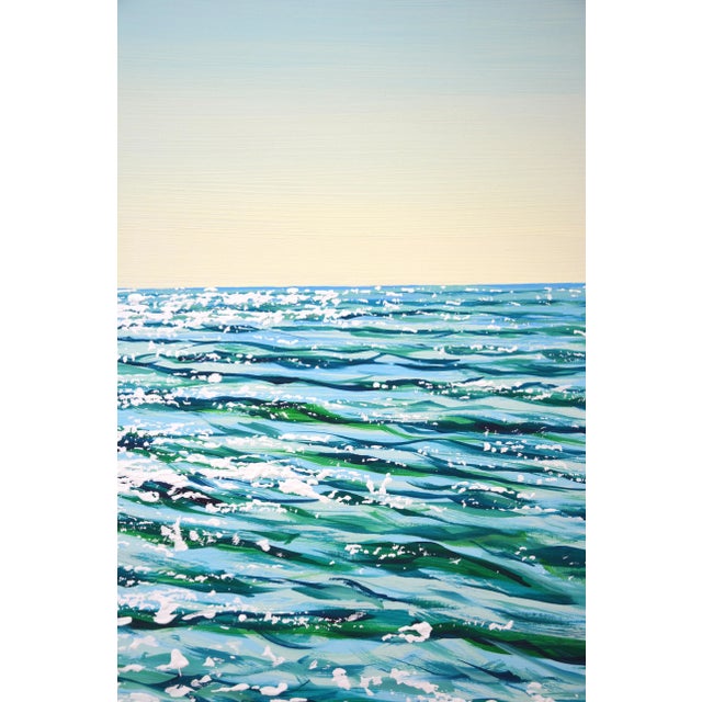 Textile Early 21st Century Ocean Turquoise 2. Modern Original Hand Painting. For Sale - Image 7 of 12