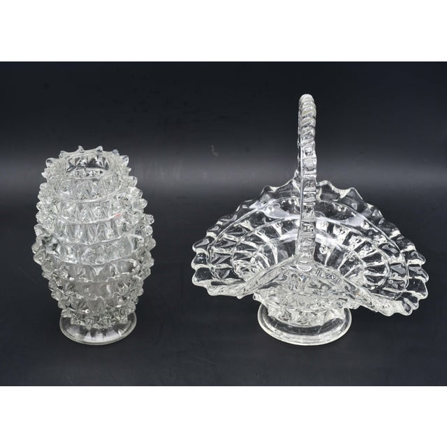 Set of 2 Ercole Barovier Rostrato Murano Italian Glass Vase for Barovier & Toso For Sale - Image 6 of 13