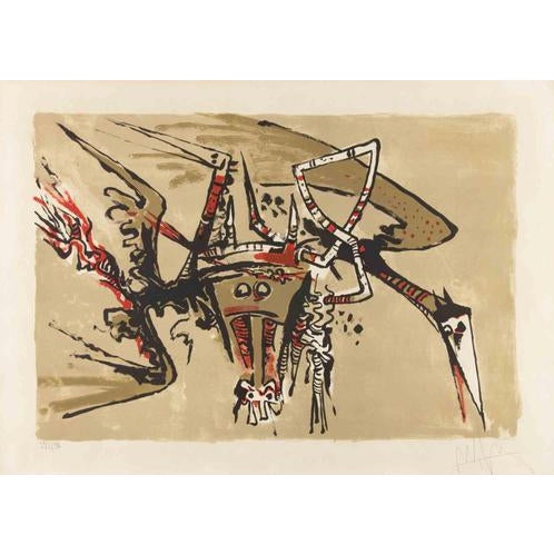 Wifredo Lam, Surrealist Bird, 1966, Lithograph For Sale - Image 4 of 4