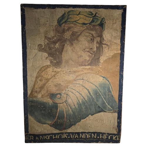 Tapestry Fragment Depicting the Bust of an Emperor by Francho, 1650 For Sale - Image 12 of 12