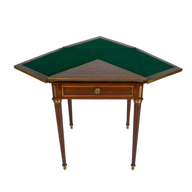 Early 20th Century Edwardian Mahogany Game Table With Gilt Mounts and Single Drawer For Sale - Image 5 of 6