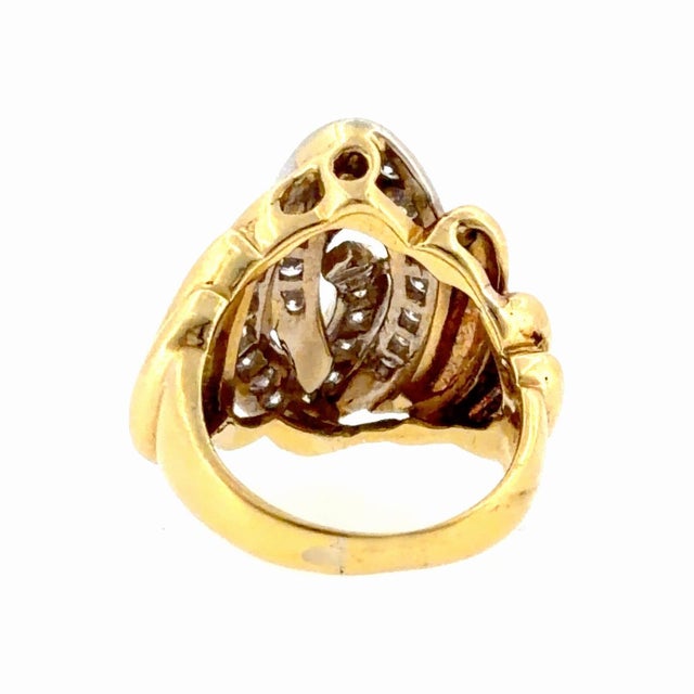 Contemporary Vintage 18k Gold Diamond Cocktail Ring, Size 7 For Sale - Image 3 of 6