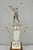 Vintage 1970s Art Deco Silver Metal Marble & Wood Figural Golf Trophy Award Cup For Sale - Image 12 of 17