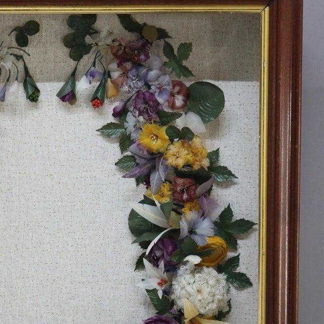 Tan Antique Victorian Shadow Box With Floral Wreath For Sale - Image 8 of 11